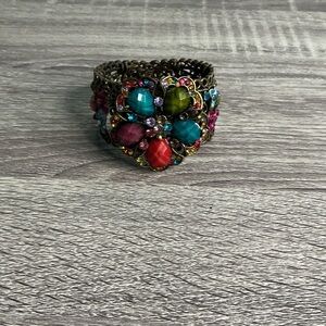 Multicolor Floral Statement Bracelet - Women's Jewelry